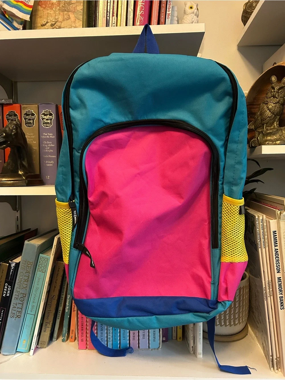 Colorblock Backpack - Pink & Teal